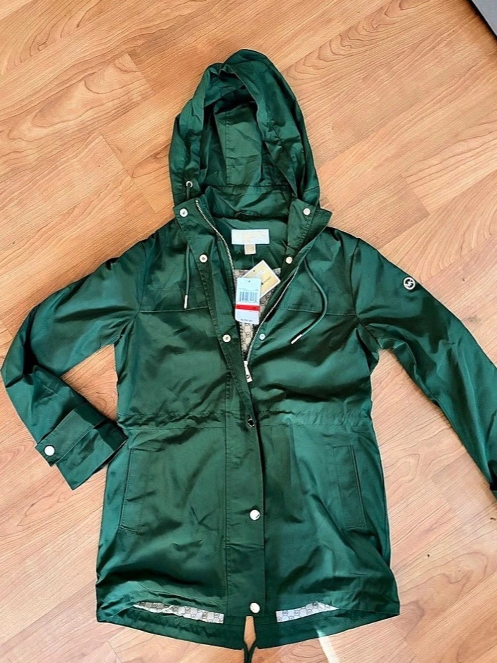 Michael Kors Woven Hooded Anorak Utility Jacket Green XS